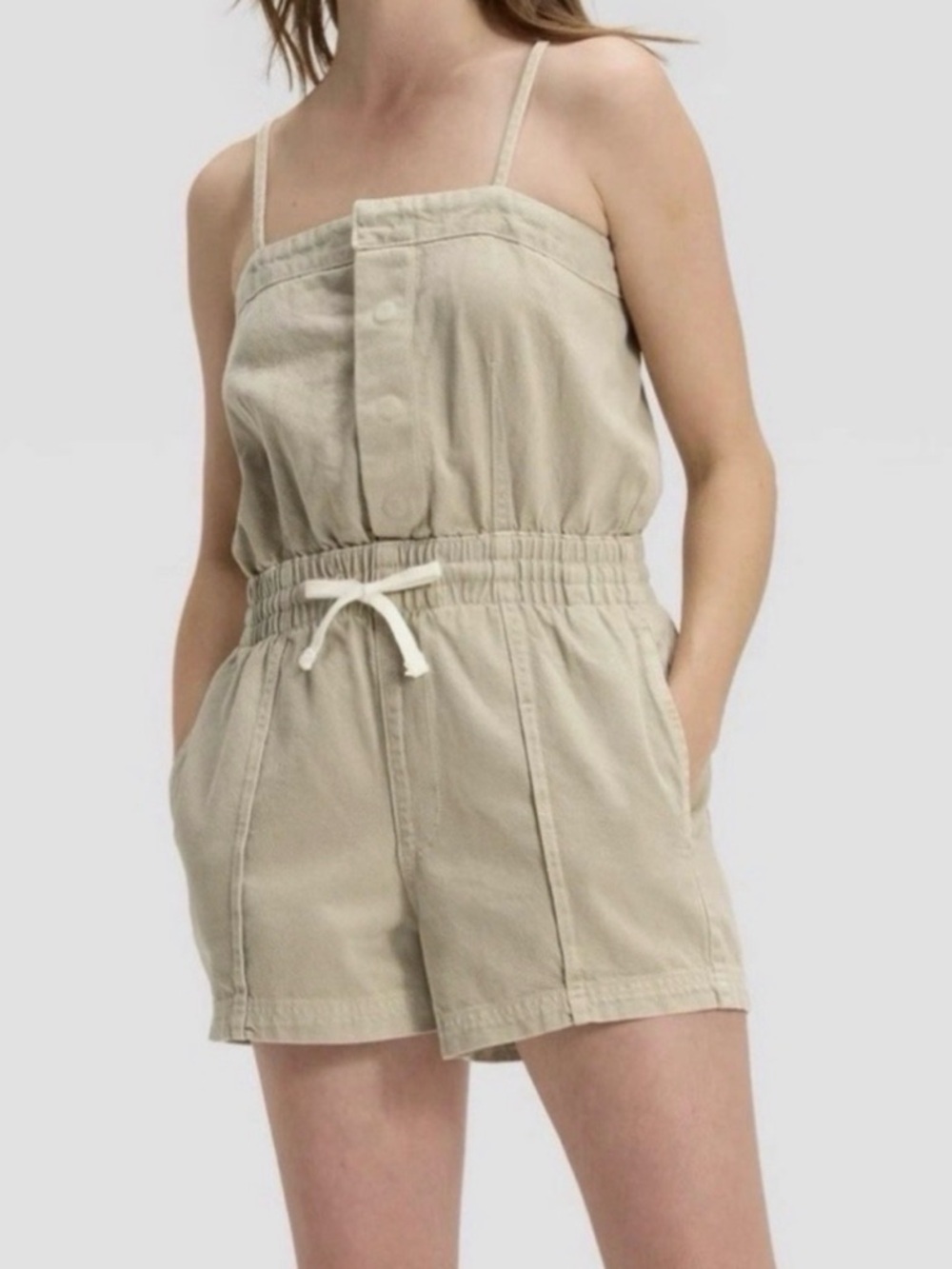 Universal Thread Beige Utility Romper with Drawstring- New without tags